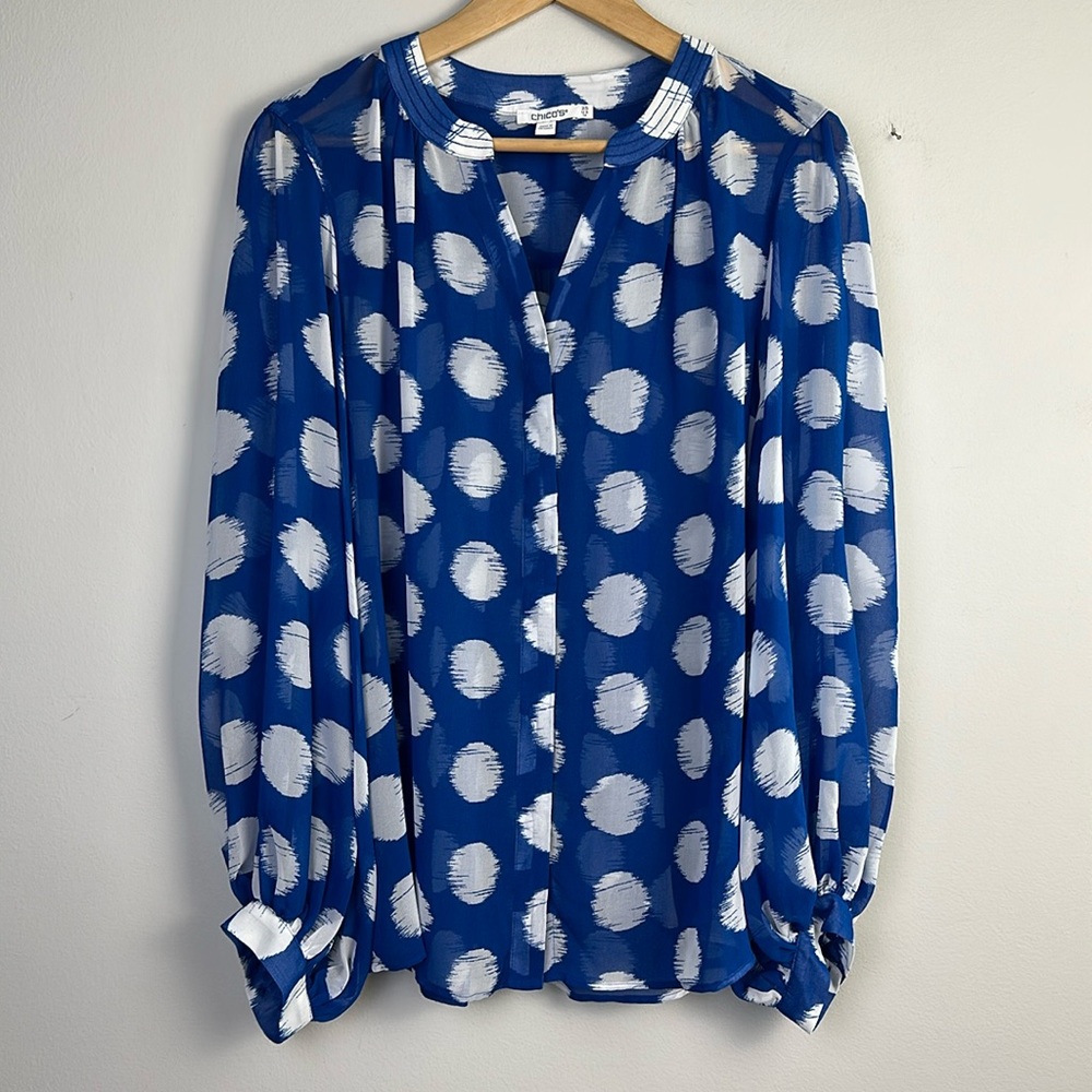 Chico's Blue and White Blouse - Picture 2 of 16